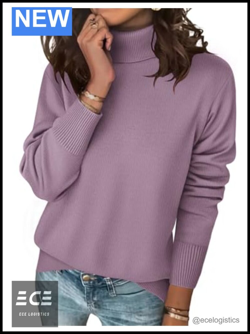 Turtleneck Sweater Long Sleeve Knit Pullover Top